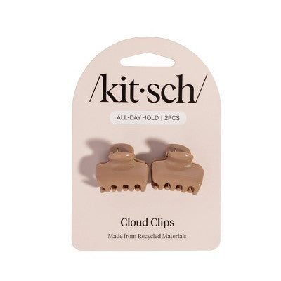 Kitsch Recycled Plastic Mini Cloud Clips 2Pc Set - Mocha Hair Clips And Pins