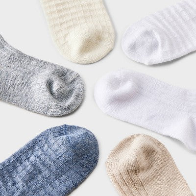 Toddler 6pk Waffle Ribbed Ankle Socks - Cat & Jack 4T-5T