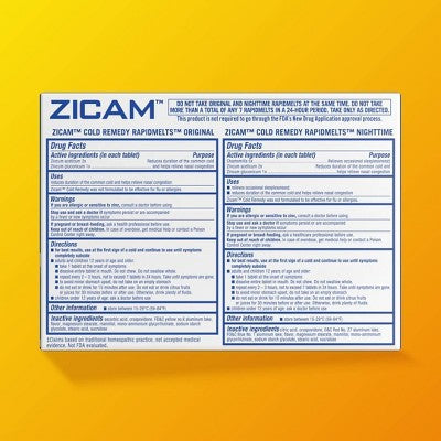 Zicam Original/Nighttime Rapid Melts Tablets - Zincum Aceticum 2x - Grape Citrus - 25ct