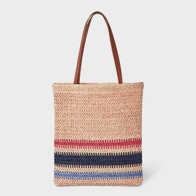 Crochet Tote Handbag - Universal Thread White/Red/Blue (LOCAL PICKUP ONLY)