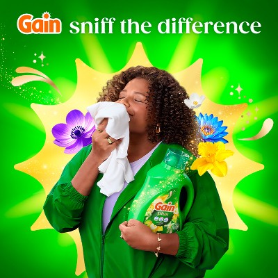 Gain Original Plus Liquid Laundry Detergents 45 Loads - 60oz: Cold Water Detergent, Spill-Resistant Lid, Paraben-Free