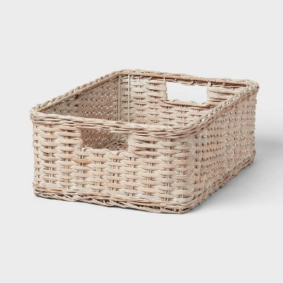Woven Rattan Folio Bin White Washed - Brightroom