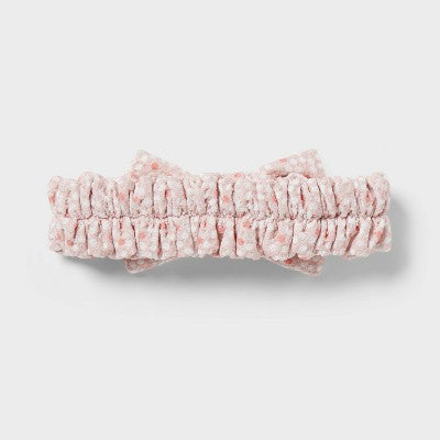 3pc Dotted Spa Headband and Wrist Scrunchie Set Pink - Room Essentials