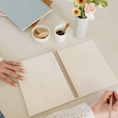 Ramona & Ruth 7"x8.5" 2026 Weekly Overview Planner Top Spiral Steel Blue