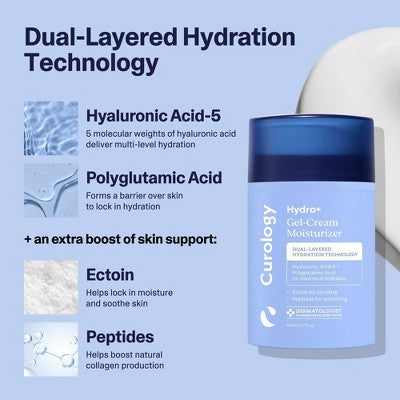 Curology Hydro+ Gel Cream Moisturizer - 1.7 fl oz: Fragrance-Free, Paraben & Sulfate-Free Daily Facial Cream