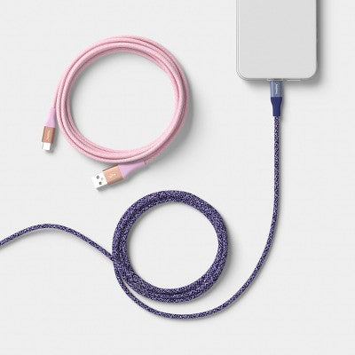 6ft USB-A to USB-C Braided Cable 2pk - heyday Future Dusk Bright Lilac