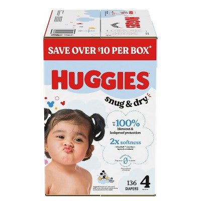 Huggies Snug & Dry Disposable Diapers - Size 4 - 136ct