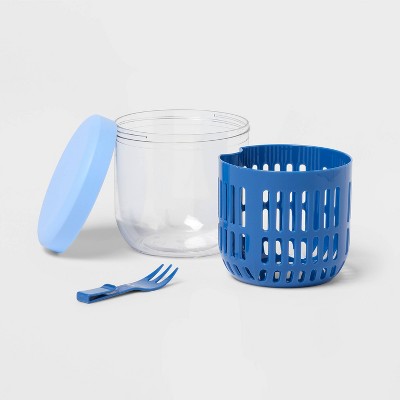 Packable Fruit Cup with Fork Blue - Sun Squad