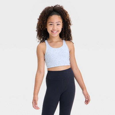 Girls' Racerback Sports All In Motion Light Blue Leopard Print L