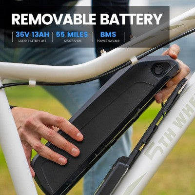 5TH WHEEL MATE Electric Bike - 1000W Peak, 20 mph, 45 Mile Range (PAS), 265 lbs Capacity, 26" Tires, Shimano Tourney 7 Speed Shifter - Black (LOCAL PICKUP ONLY)