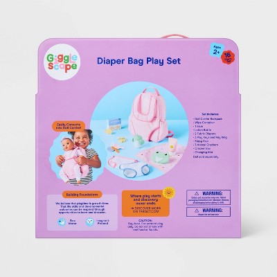 Baby Doll Diaper Bag Play Set - Gigglescape: Includes Diapers, Changing Pad & Toy Accessories