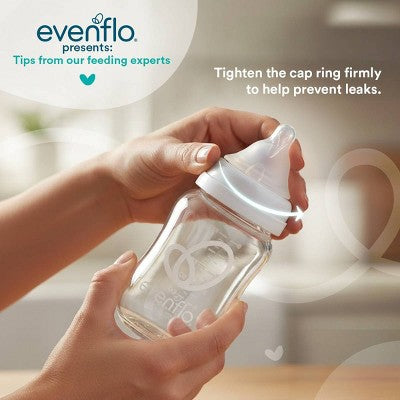 Evenflo Balance Wide Neck Anti-Colic Glass Baby Bottles- Clear - 6 fl oz/2pk: BPA-Free, Phthalate-Free, Silicone Nipple
