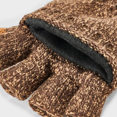 Men's Covertible with Fleece Flip Top Mittens - Goodfellow & Co Brown One Size Fits Most