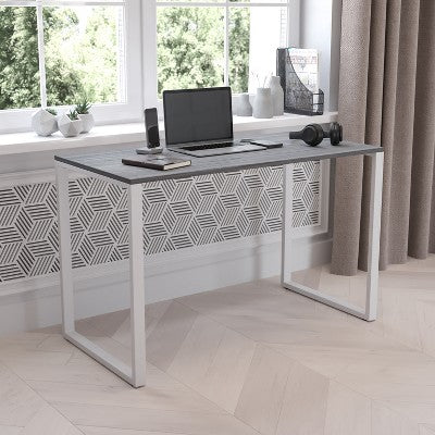Flash Furniture Tiverton Industrial Modern Desk - Commercial Grade Office Computer Desk and Home Office Desk - 47" Long (Rustic Gray/White) (LOCAL PICKUP ONLY)