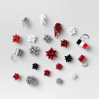 36ct Christmas Bows and Curling Ribbon Kit Silver/Red/White/Black - Wondershop
