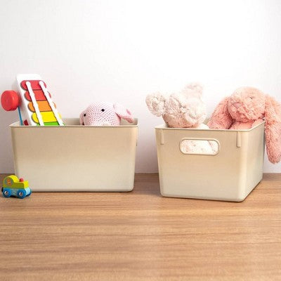 Isaac Jacobs 2pk 7"x8.11" Decorative Storage Ombre Bin Tan