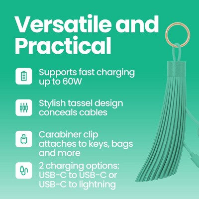 GEMS 2-in-1 Tassel Keychain Cable - Green