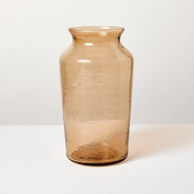 14" Tan Glass Decorative Flower Vase - Hearth & Hand with Magnolia