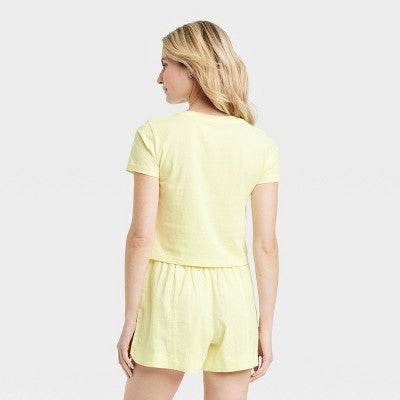 Women's Shrunken Short Sleeve T-Shirt - Universal Thread Yellow S