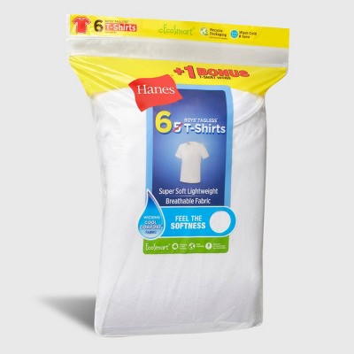 Hanes Boys' 5pk + 1 Crew Top T-shirts - White M