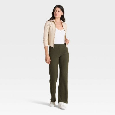 Women's Brushed Ribbed Polo Zip-Up Jacket - A New Day Cream M