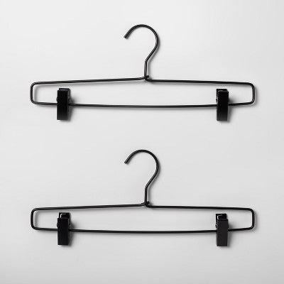 2pk Metal Pant Hangers with Clips Black - Brightroom: Stainless Steel, Non-Slip, Adult Use, 1 Year Warranty