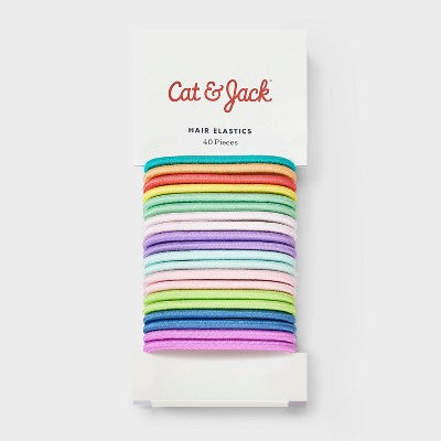 Kids' 4mm Ponytailers Elastics - Assorted Neon Colors - 40pk - Cat & Jack