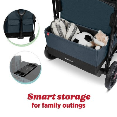 Radio Flyer Pathfinder+ Quad 4 Seat Stroller Wagon - Steel Gray: All-Terrain Tires, Adjustable Harness, EVA Wheels, Foot Operated Brake (LOCAL PICKUP ONLY)