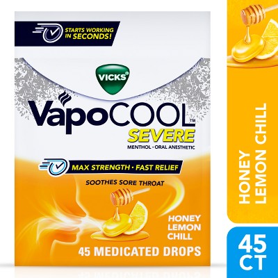 Vicks VapoCOOL Severe Cough Drops - Honey Lemon Chill - 45ct