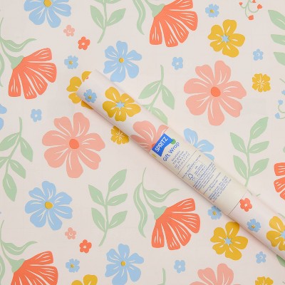96"x30" Floral Wrapping Paper Cream - Spritz (LOCAL PICKUP ONLY)