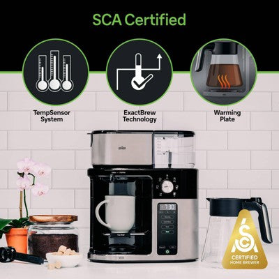 Braun MultiServe Plus 10-Cup Pod Free Drip Coffee Maker, 7 Brew Sizes / Hot & Cold Brew, KF9250BK: Stainless Steel, Electric, Dishwasher-Safe