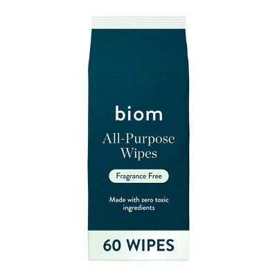 Biom Plant Based Refillable All Purpose Wipes - Fragrance Free - 60ct