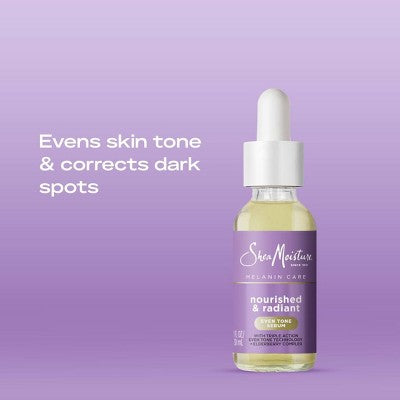 SheaMoisture Melanin Care Even Tone Serum, Nourished & Radiant with Triple-Action Even Tone & Elderberry Complex - 1 fl oz