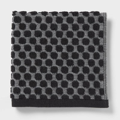 6pc Performance Plus Textured Dot Bath Towel Set Black - Threshold