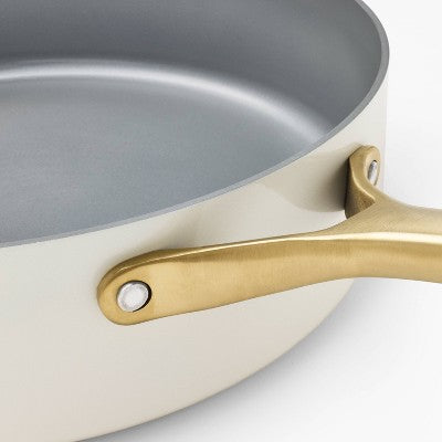5qt Nonstick Ceramic Coated Aluminum Saute Pan with Champagne Handle Cream - Figmint