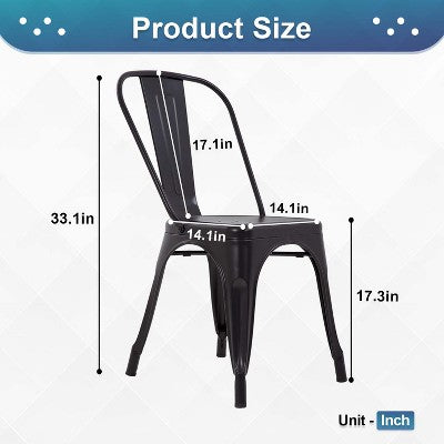 FDW Metal Dining Chair  Restaurants Chairs with Rubber Foot Protectors, Black (LOCAL PICKUP ONLY)