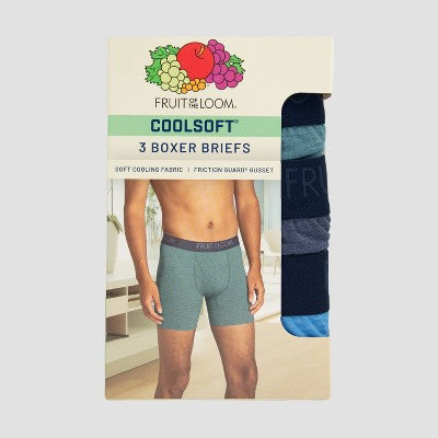 Fruit of the Loom Men's 3pk Coolsoft Boxer Briefs - Multicolored L