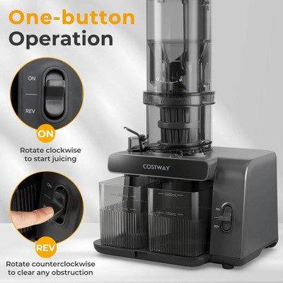 Costway Cold Press Juicer Machine Professional Slow Masticating Juicer with Reverse Button