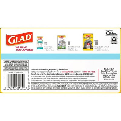 Glad ForceFlex MaxStrength Drawstring LeakGuard Trash Bags - Fresh Air - 13 Gallon - 45ct