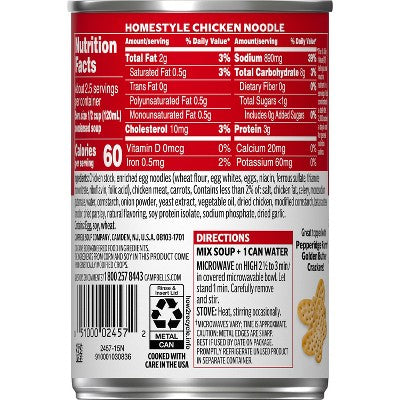 Campbell's Condensed Homestyle Chicken Noodle Soup - 10.5oz: No Added Sugar, No High Fructose Corn Syrup