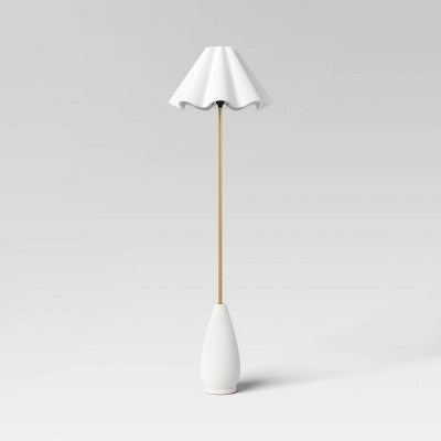 Wavy Shade Collection Ceramic Base Floor Lamp White - Threshold
