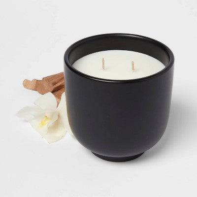 2-Wick Ceramic Jar Candle Vanilla Teakwood 13.5oz - Room Essentials