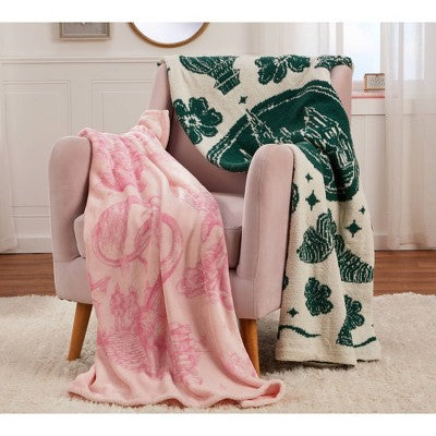 Wicked: For Good x Katie Kime Plush Throw Blanket Pink