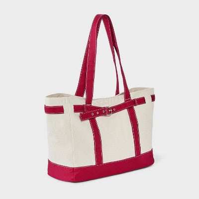 Canvas Large Belted Tote Bag - Universal Thread Red