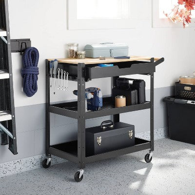 3 Tier Metal Rolling Service Cart - Brightroom (LOCAL PICKUP ONLY)