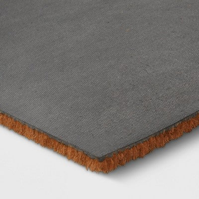 1'6"x2'6" 'Hello' Stripe Border Coir Doormat Natural - Threshold: Outdoor Welcome Mat, Rectangle, Medium Pile