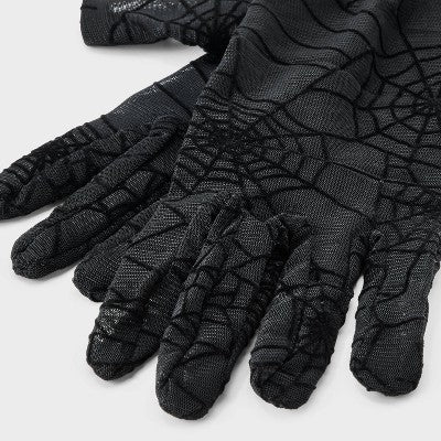 Halloween Spider Lace Gloves with Fringe - Black