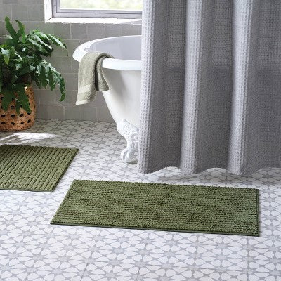 2pk Quick Dry Bath Rug Set Dark Olive Green - Threshold