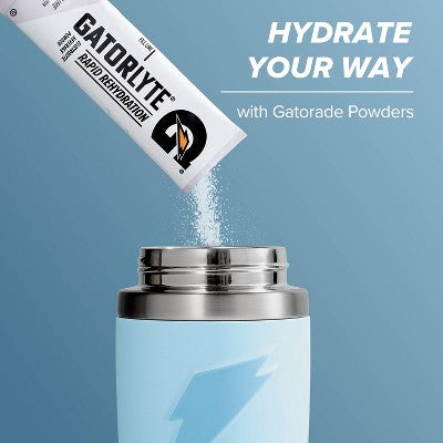 Gatorade 12oz Stainless Steel Water Bottle - Light Blue: Portable Drinkware, Plastic Lid