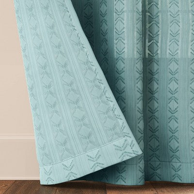 54"x84" Light Filtering Boho Diamond Clip Curtain Panel Blue - Threshold